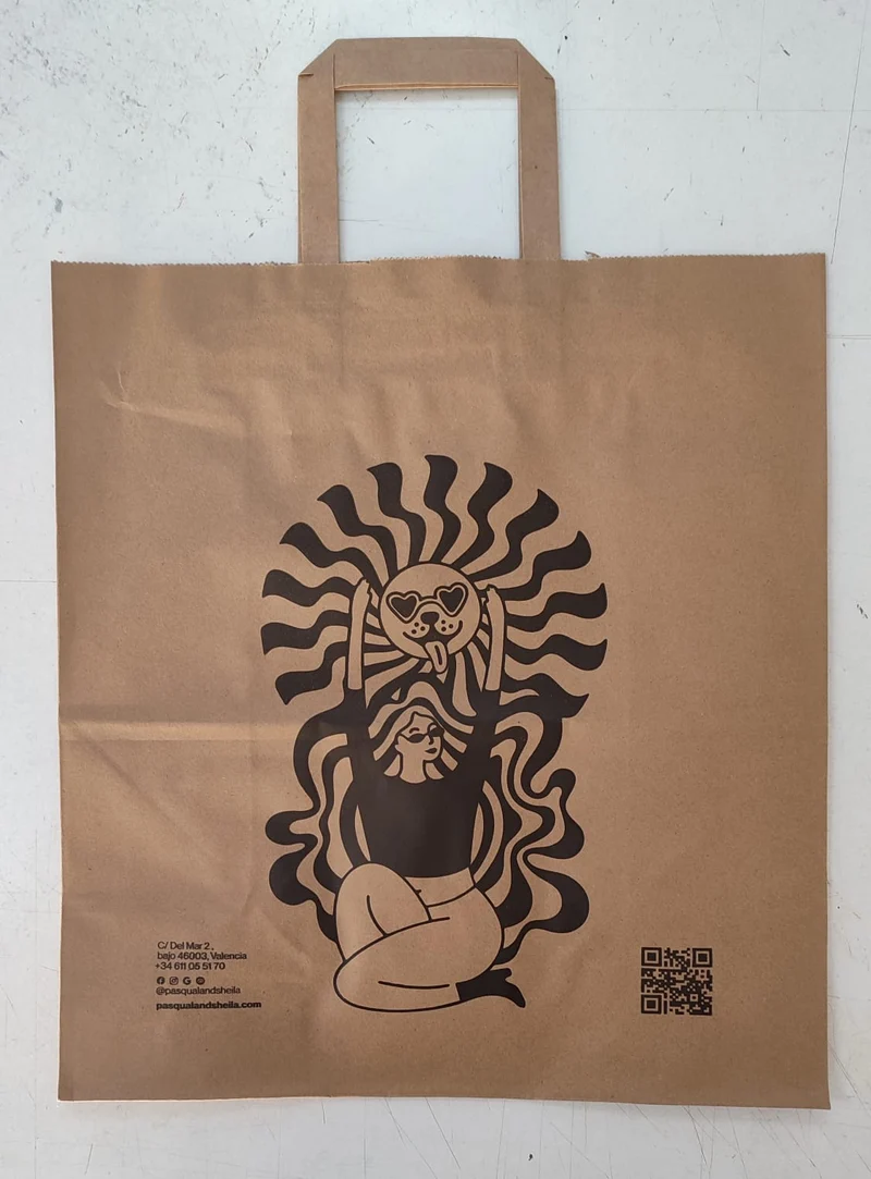 Bolsa Kraft Asa Plana S (28x20x29cm) (personalizada a 1 tinta- a 2 caras)- 1500 unidades