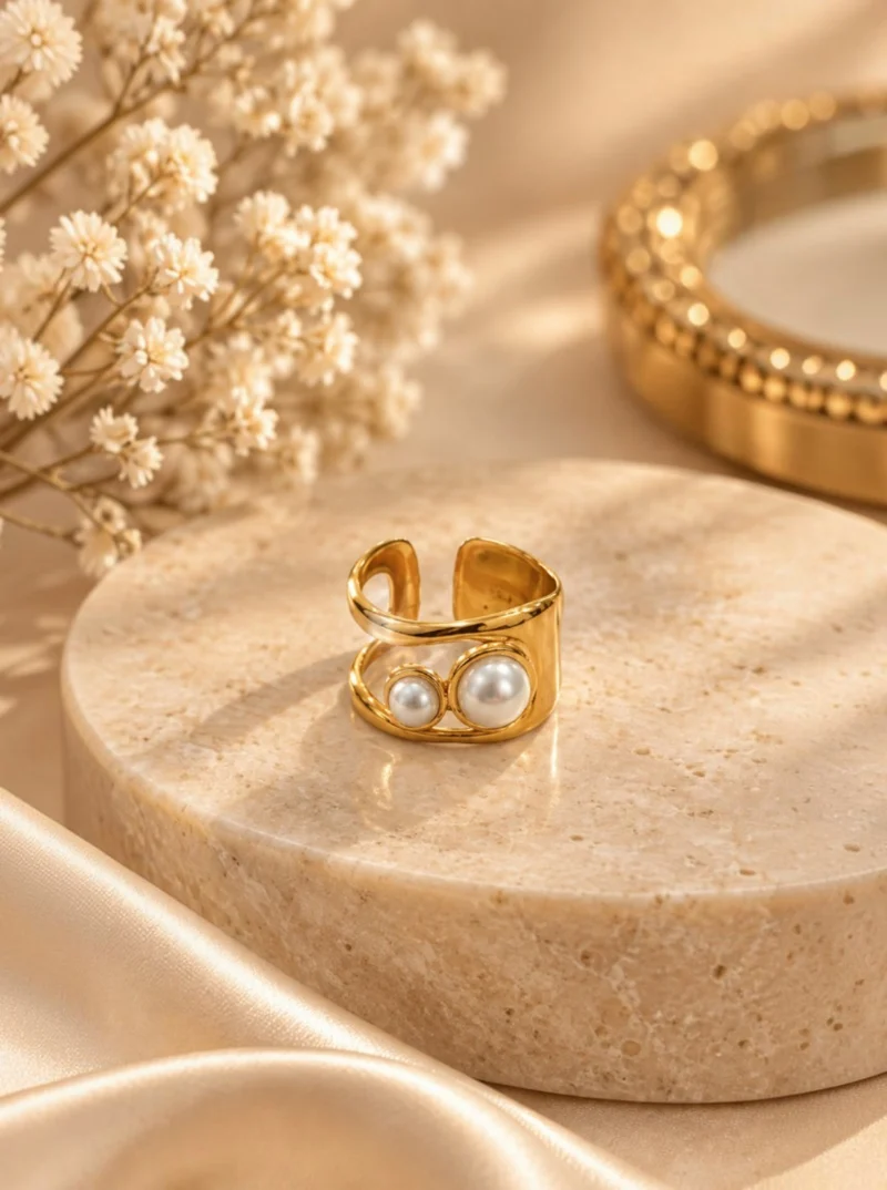 Anillo Dos Perlas