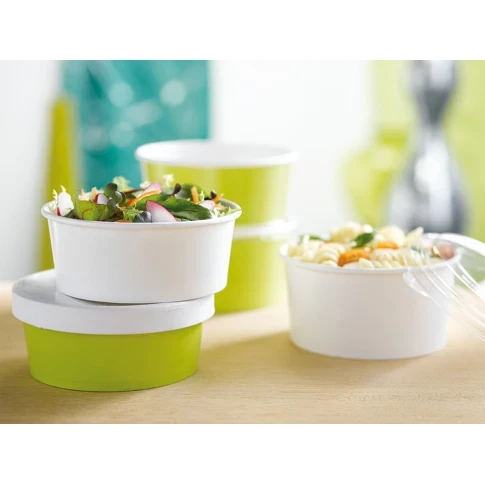 Ensaladera Blanca Cartón 1000 ml + Tapa rPET Antivaho (200 unid/caja) (exclusivo online)