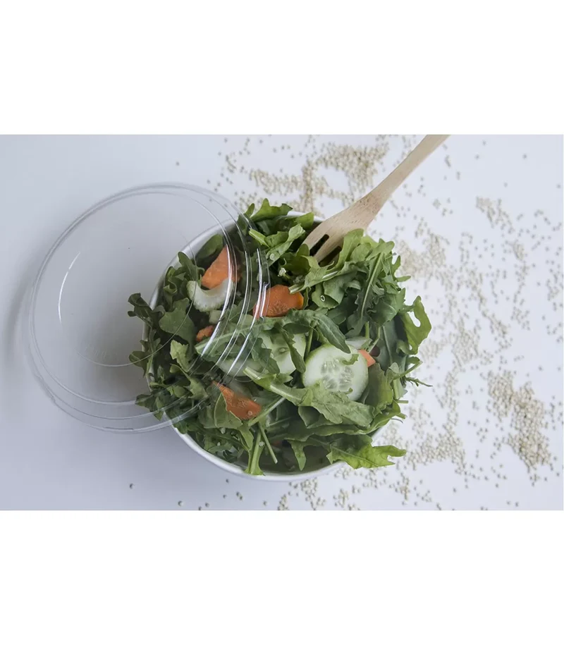 Ensaladera Blanca Cartón 500 ml + Tapa rPET Antivaho (200 unid/caja) (exclusivo online)