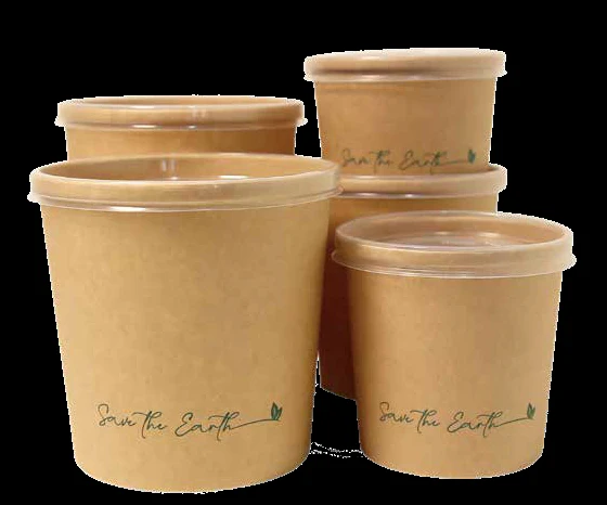Envase redondo 12 oz Kraft 350 ml con tapa PP (Combo)