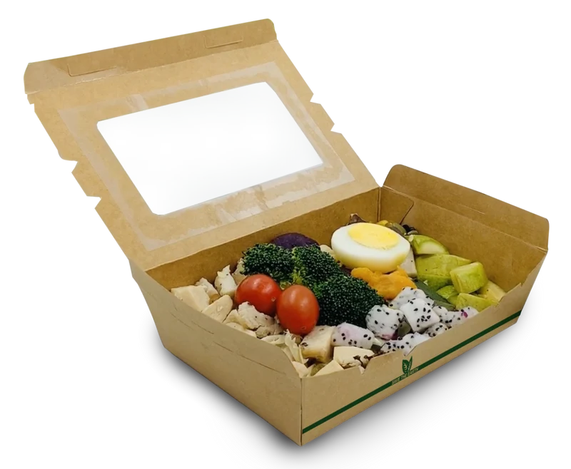 Caja Kraft con Ventana 2100ml (19,5x14x6,5cm)