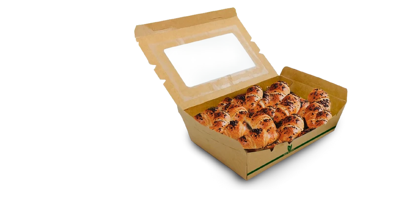 Caja Kraft con Ventana 1600ml (18x12x5cm)