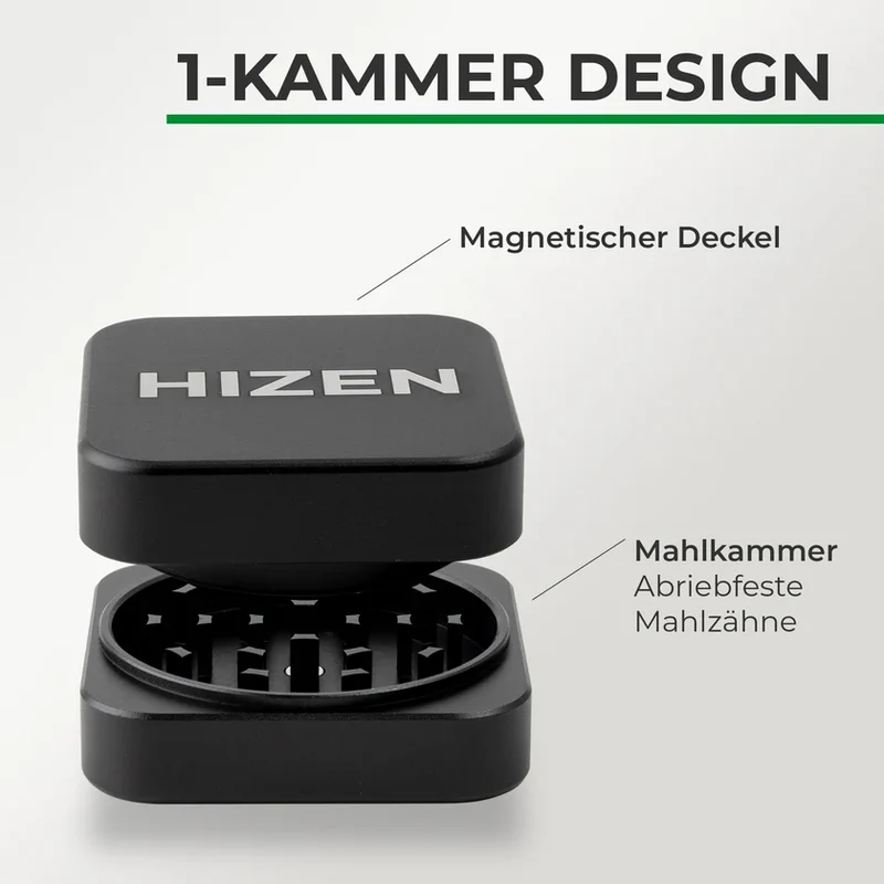 Hizen - Alu Grinder viereckig Schwarz
