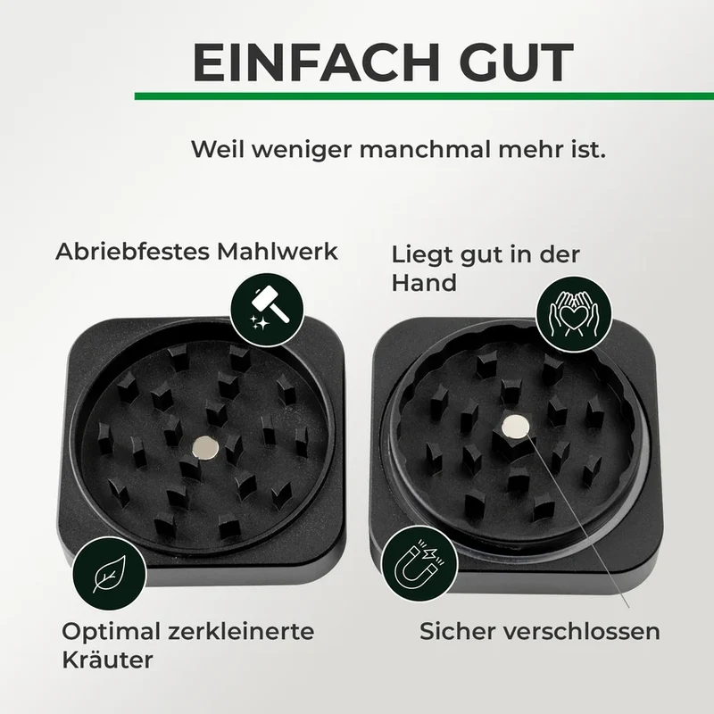 Hizen - Alu Grinder viereckig Schwarz