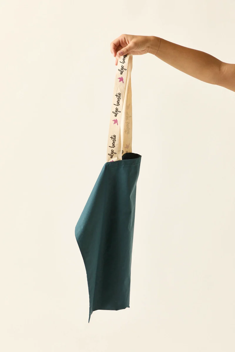 Tote bag algodón reciclado turquesa