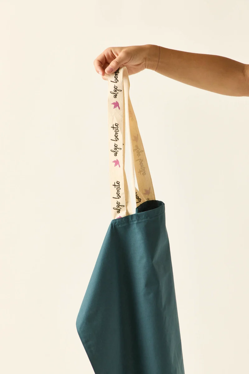 Tote bag algodón reciclado turquesa
