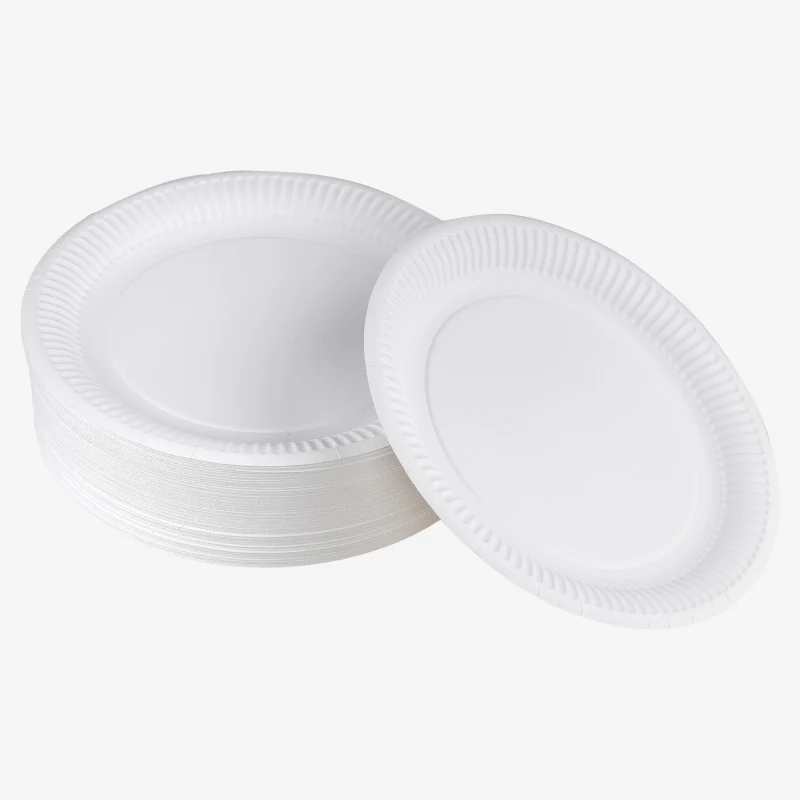 Plato Cartón Laminado Blanco 18 cm