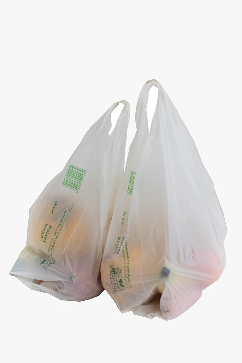 Bolsa Camiseta Compostable 47x22x13cm (alto x ancho x fuelle) 100 unid/rollo