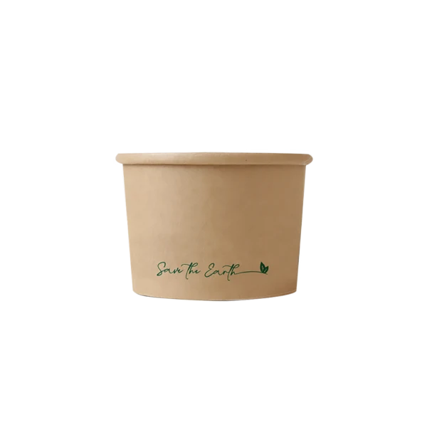 Sopera Cartón + Tapa Kraft 250ml (Combo)- 8oz