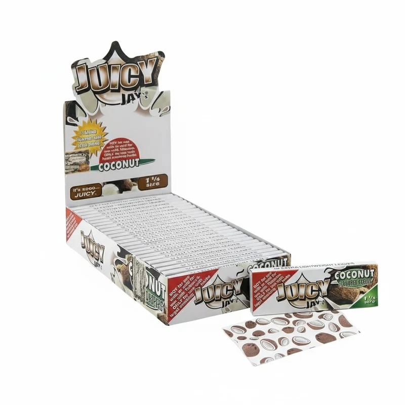Juicy Jay's Coconut 1¼ — Papel de 32 Hojas con Cocos Impresos