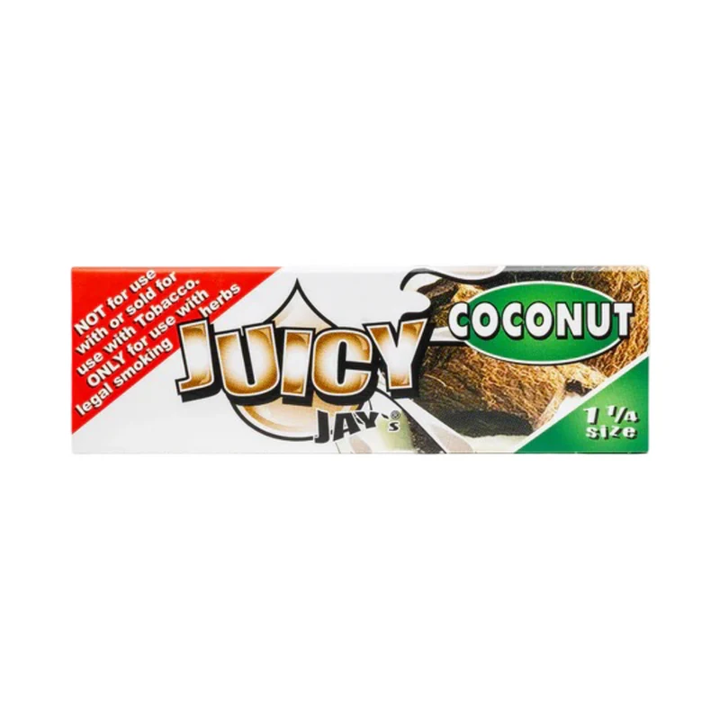 Juicy Jay's Coconut 1¼ — Papel de 32 Hojas con Cocos Impresos