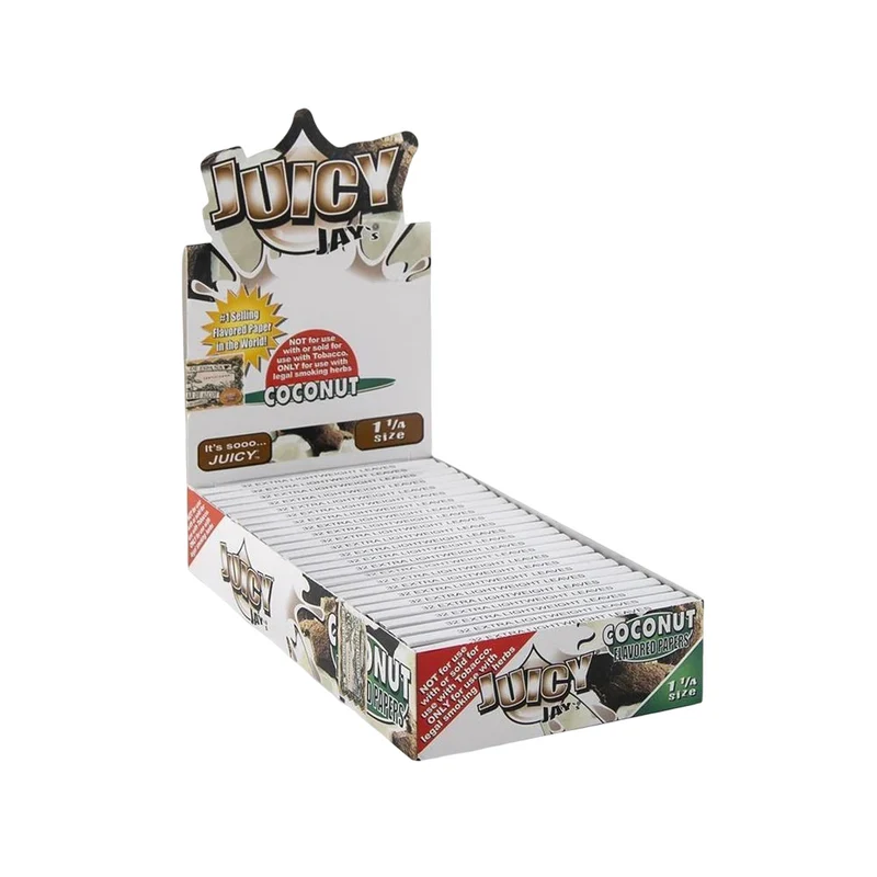 Juicy Jay's Coconut 1¼ — Papel de 32 Hojas con Cocos Impresos