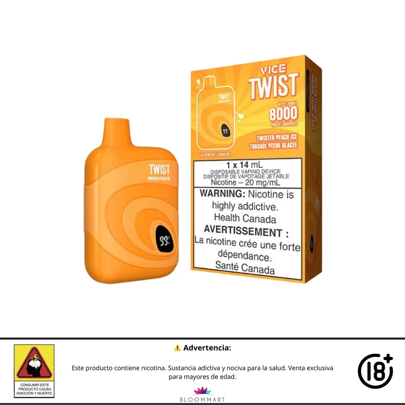 VICE Twist 8000 Puffs | Vaporizador Recargable con Pantalla LED y Flujo Ajustable