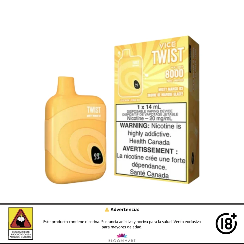 VICE Twist 8000 Puffs | Vaporizador Recargable con Pantalla LED y Flujo Ajustable