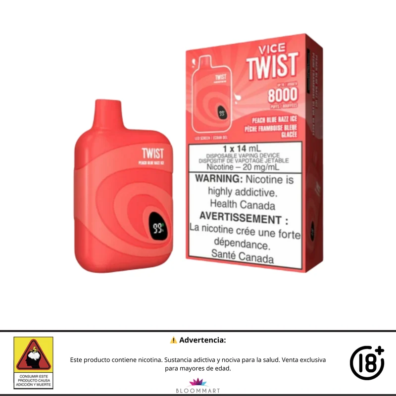 VICE Twist 8000 Puffs | Vaporizador Recargable con Pantalla LED y Flujo Ajustable