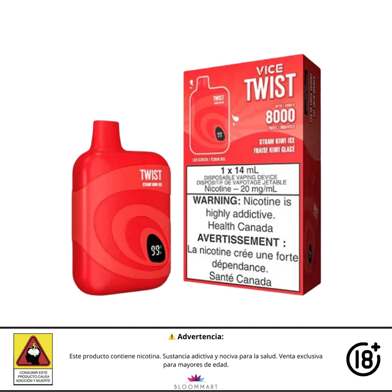 VICE Twist 8000 Puffs | Vaporizador Recargable con Pantalla LED y Flujo Ajustable