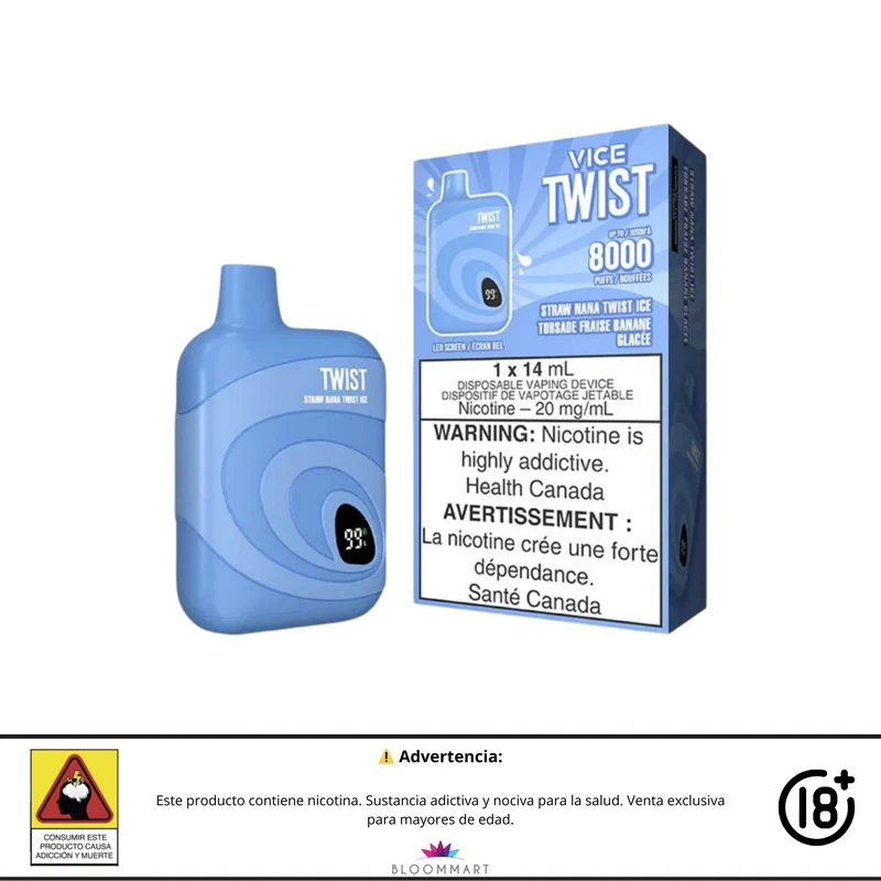 VICE Twist 8000 Puffs | Vaporizador Recargable con Pantalla LED y Flujo Ajustable