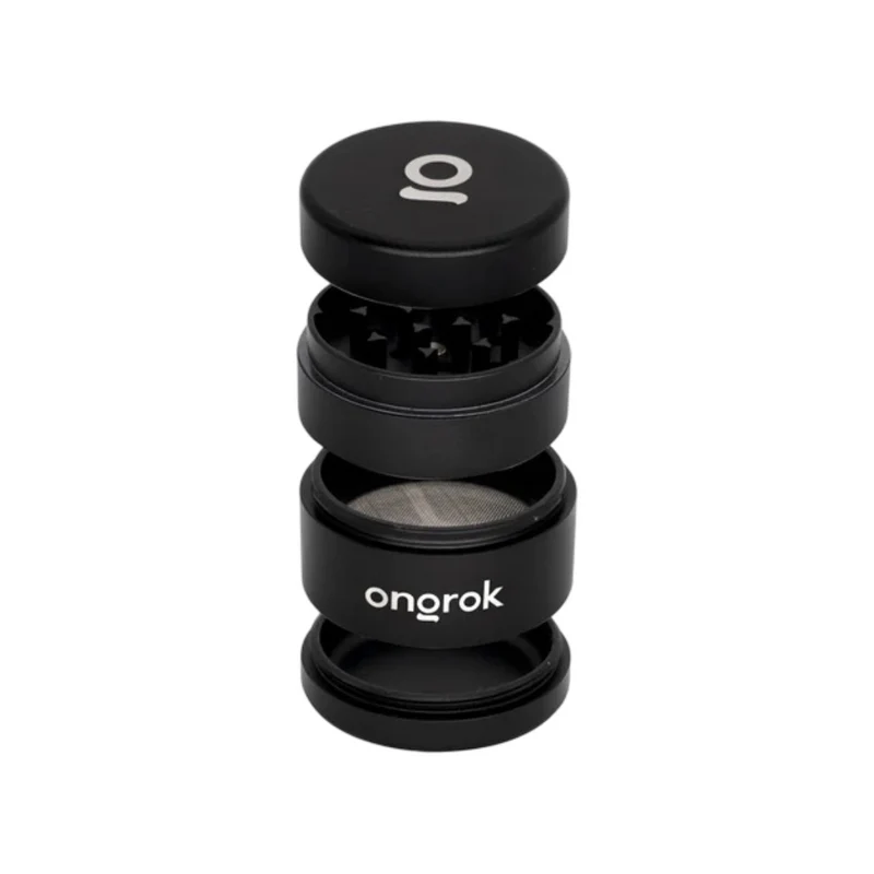 Grinder ONGROK de Aluminio 55mm — 4 Piezas con Pantalla Removible (Negro)