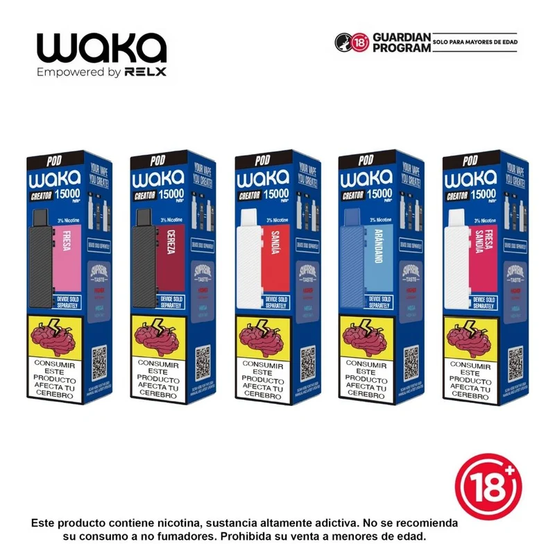 Pod WAKA Creator 15.000 Puffs — Cartucho Recargable con 3% o 5% Nicotina