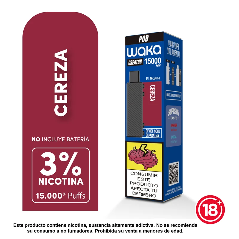 Pod WAKA Creator 15.000 Puffs — Cartucho Recargable con 3% o 5% Nicotina