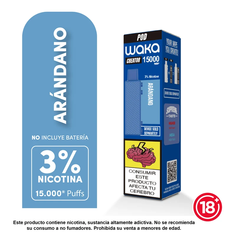 Pod WAKA Creator 15.000 Puffs — Cartucho Recargable con 3% o 5% Nicotina