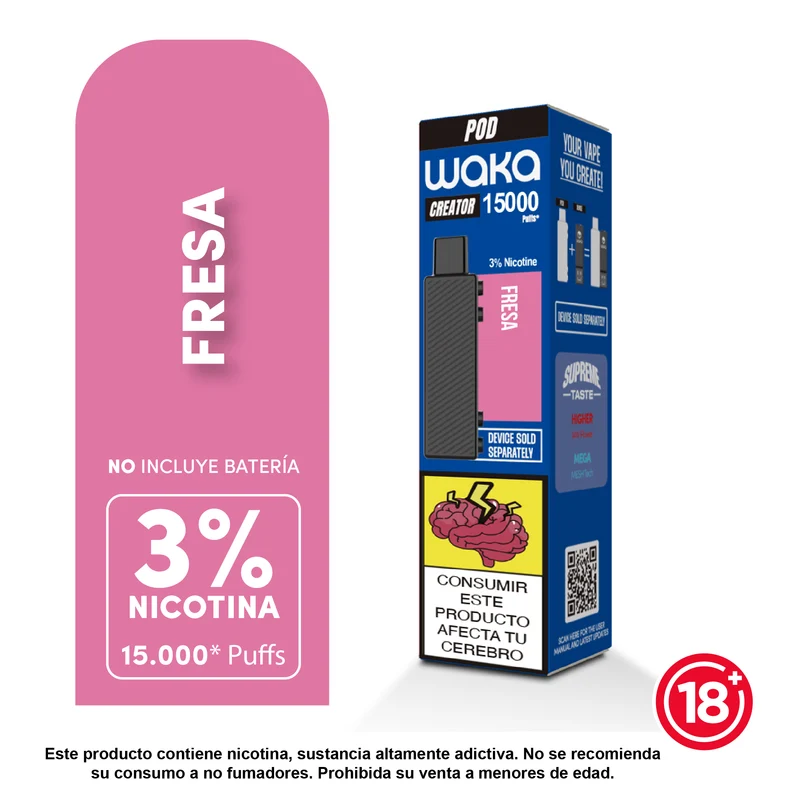 Pod WAKA Creator 15.000 Puffs — Cartucho Recargable con 3% o 5% Nicotina