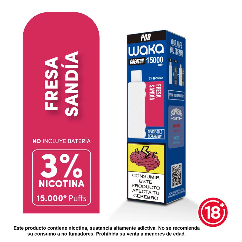 Pod WAKA Creator 15.000 Puffs — Cartucho Recargable con 3% o 5% Nicotina