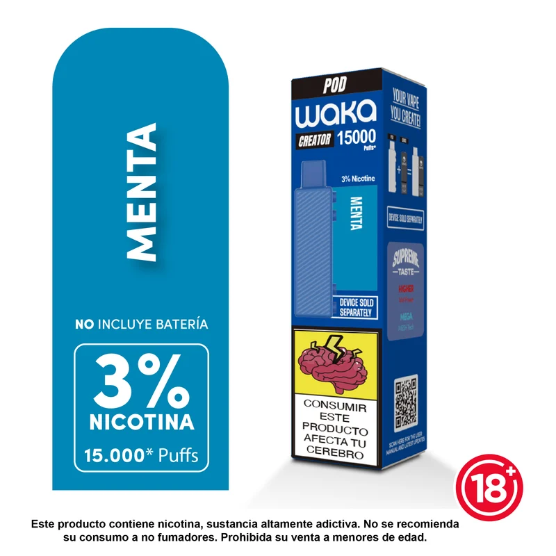 Pod WAKA Creator 15.000 Puffs — Cartucho Recargable con 3% o 5% Nicotina