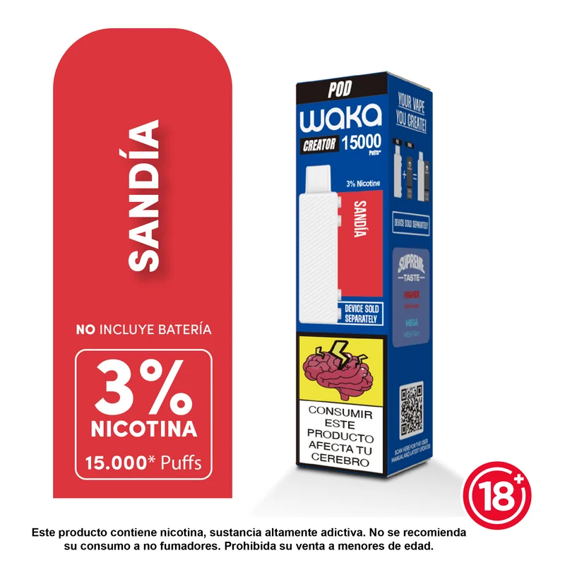 Pod WAKA Creator 15.000 Puffs — Cartucho Recargable con 3% o 5% Nicotina