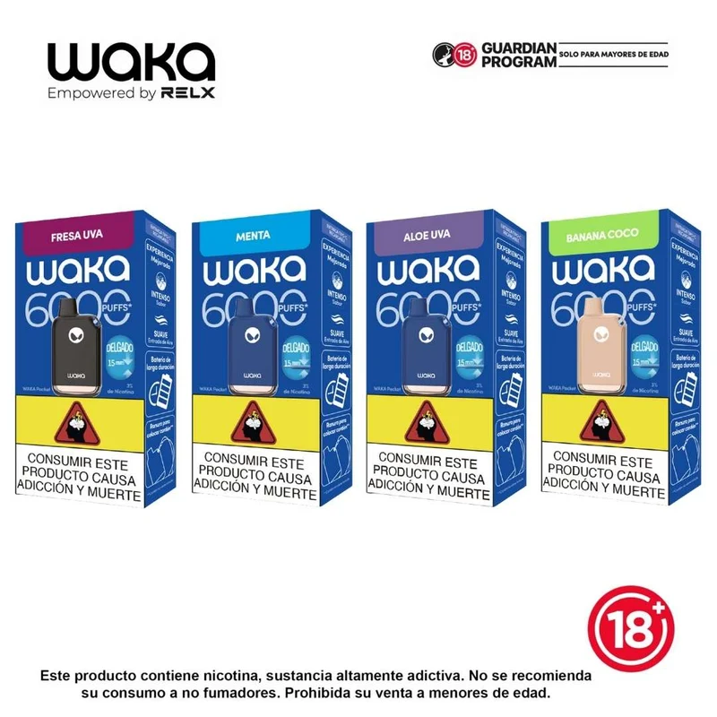 WAKA Pocket 6.000 Puffs — Vape Desechable Recargable con 3% Nicotina