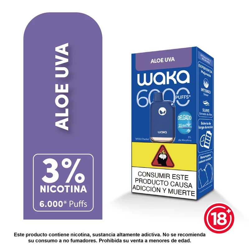 WAKA Pocket 6.000 Puffs — Vape Desechable Recargable con 3% Nicotina