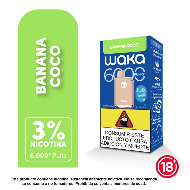 WAKA Pocket 6.000 Puffs — Vape Desechable Recargable con 3% Nicotina