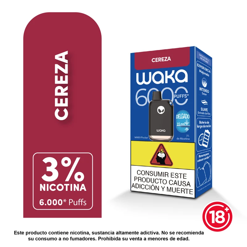 WAKA Pocket 6.000 Puffs — Vape Desechable Recargable con 3% Nicotina