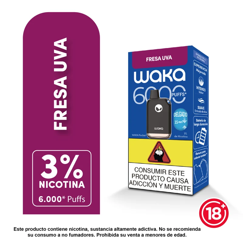 WAKA Pocket 6.000 Puffs — Vape Desechable Recargable con 3% Nicotina