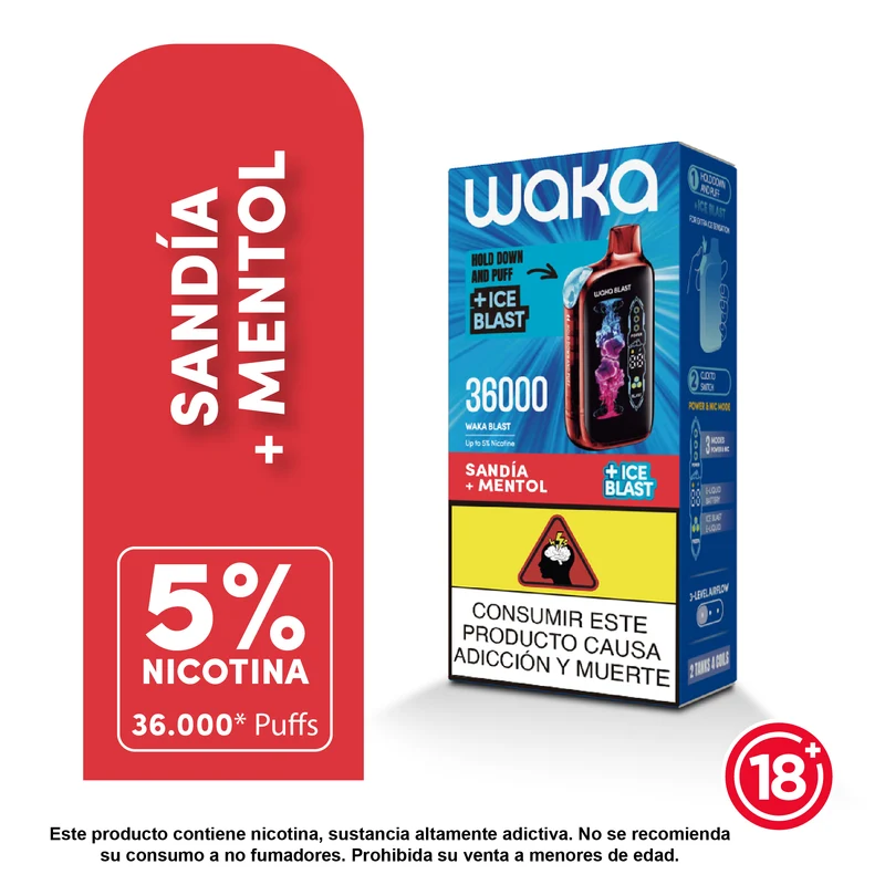 WAKA Blast 36.000 Puffs — El Vape Desechable con Ice Blast y Pantalla LED