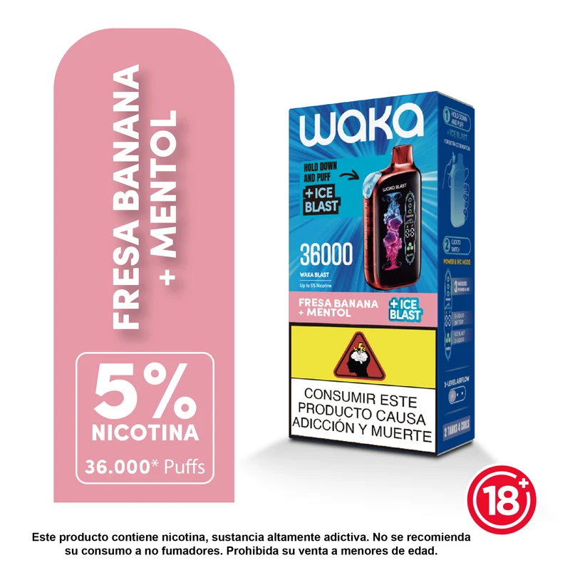 WAKA Blast 36.000 Puffs — El Vape Desechable con Ice Blast y Pantalla LED
