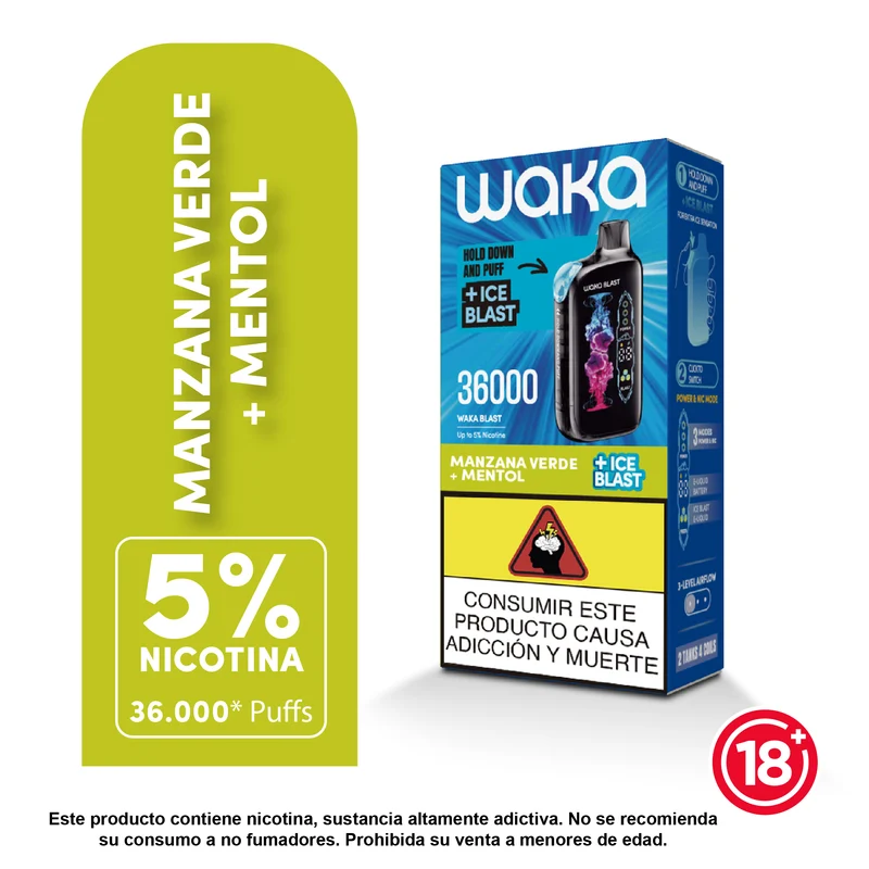 WAKA Blast 36.000 Puffs — El Vape Desechable con Ice Blast y Pantalla LED