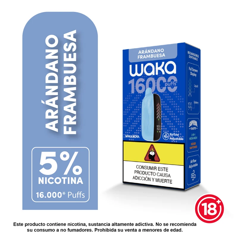 WAKA Nova 16.000 Puffs — Vape Desechable Recargable con 5% Nicotina