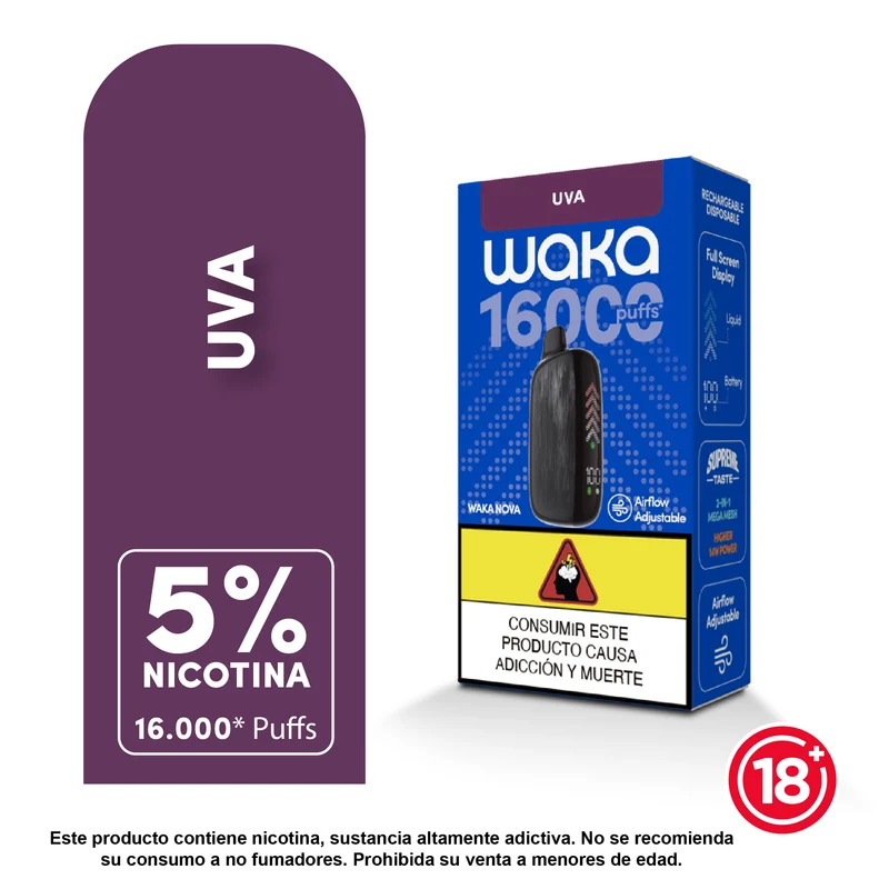 WAKA Nova 16.000 Puffs — Vape Desechable Recargable con 5% Nicotina