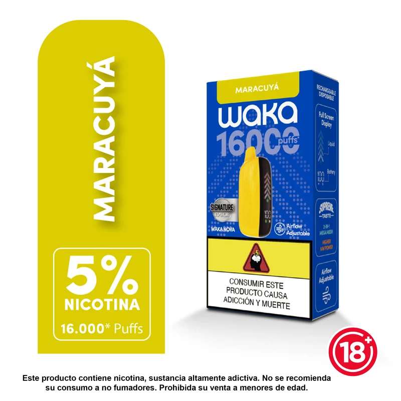 WAKA Nova 16.000 Puffs — Vape Desechable Recargable con 5% Nicotina