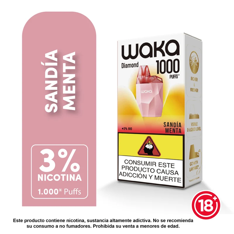 WAKA Mini Diamond 1000 Puffs — Vape Desechable Ultra Compacto