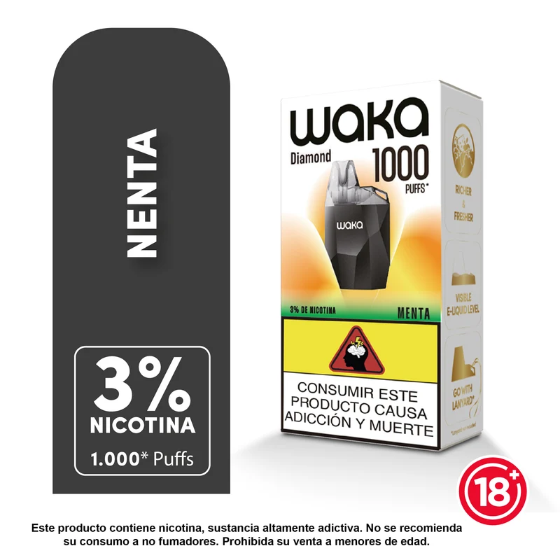 WAKA Mini Diamond 1000 Puffs — Vape Desechable Ultra Compacto