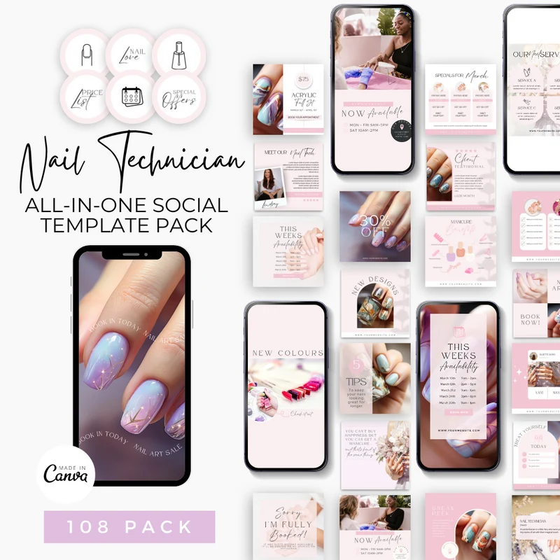 Nail Technician Social Media Post Kit