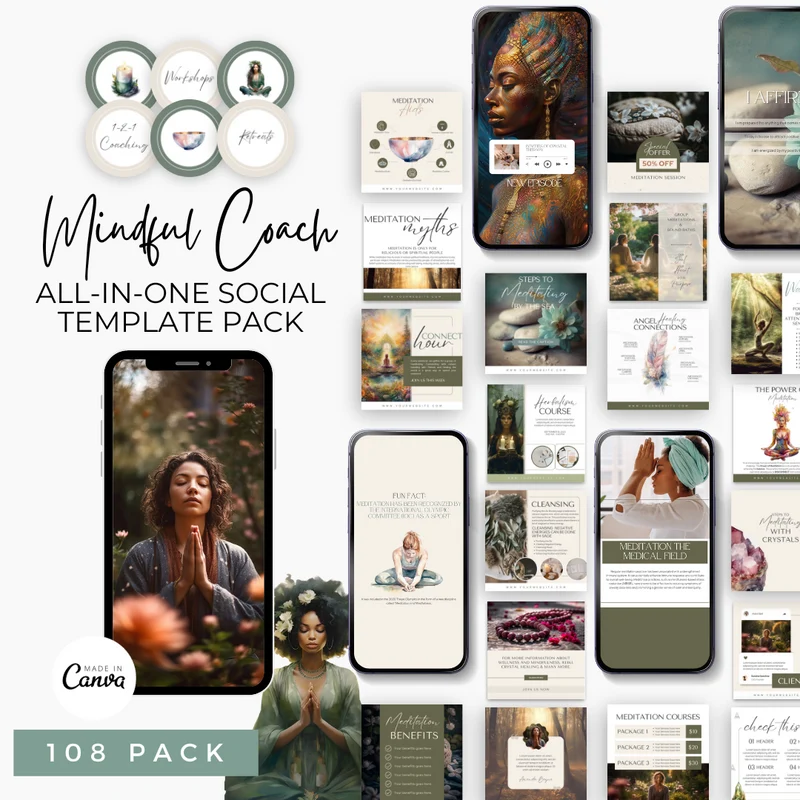 Mindfulness Coach Social Media Post Kit