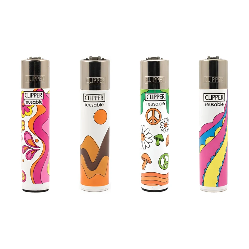 🌈 Encendedores Clipper – Colección Hippie Vibes (Edición Retro 70’s)