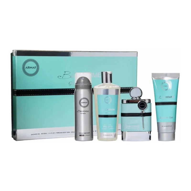 Armaf Set Perfume Blue Homme EDT 100ml + Gel de Ducha 100ml + Perfume Spray 50ml + Shampoo 250ml para Hombre, 4 Piezas