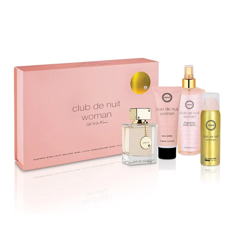 Armaf Set Perfume Club de Nuit EDP 105ml + Loción 100ml + Body 250ml + Perfume Spray 50ml para Mujer, 4 Piezas