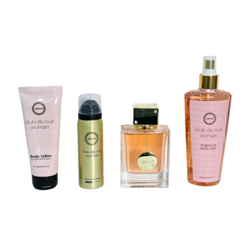 Armaf Set Perfume Club de Nuit EDP 105ml + Loción 100ml + Body 250ml + Perfume Spray 50ml para Mujer, 4 Piezas