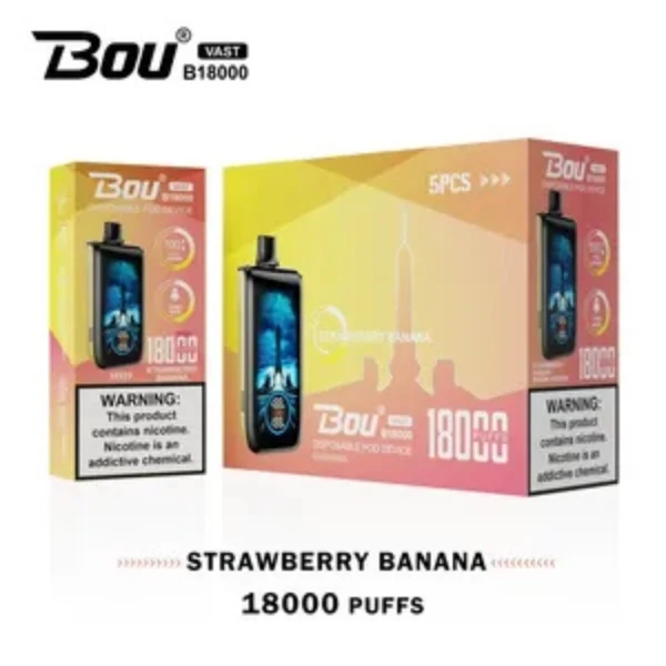 Bou VAST B1800 Strawberry Banana 0% Nic.